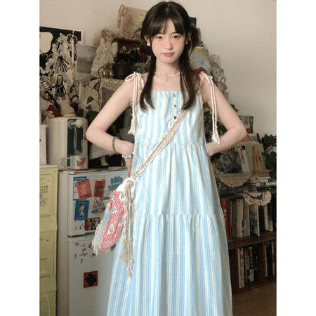 Retro Hanging Neck Sling Holiday Dress