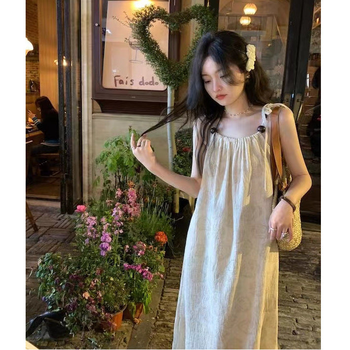 National Style Retro Sling Elegant Long Dress
