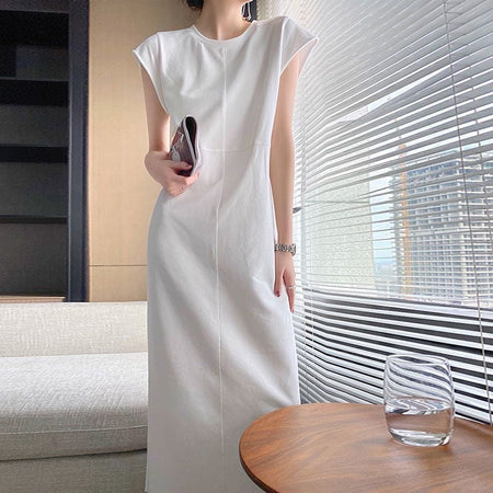 White Slit Dress Black and White Cross-Front Slit Dress