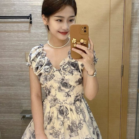 French Style Vintage Tea Break A-Line Mini Dress