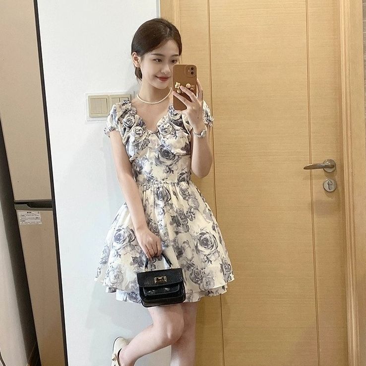 French Style Vintage Tea Break A-Line Mini Dress