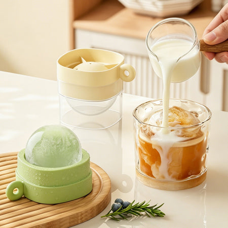 Yellow Large Silicone Ice Ball Mold Food Grade Round Ice Tray