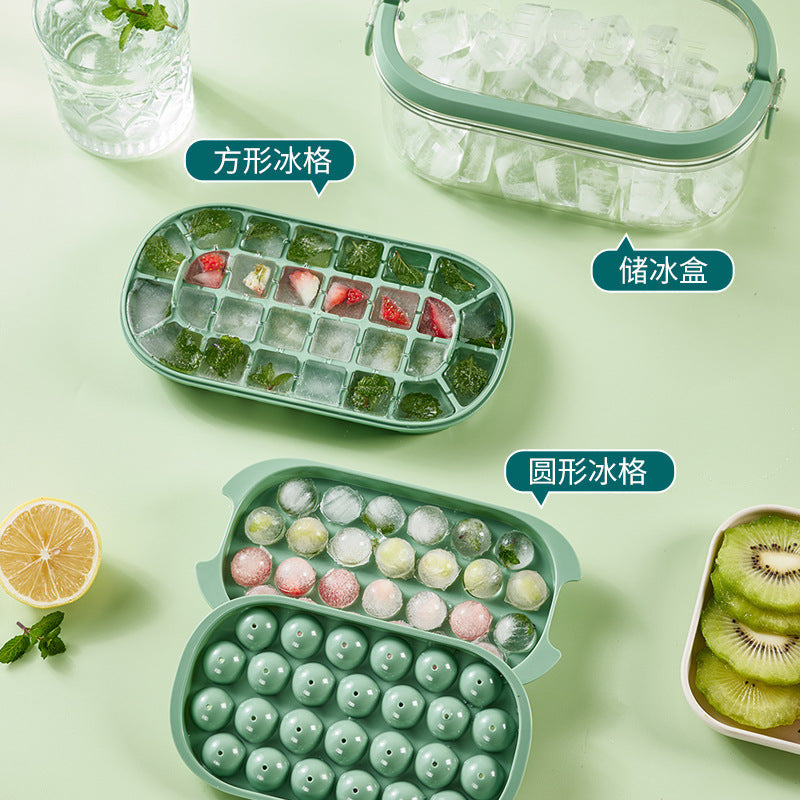 Large Capacity Silicone Ice Cube Tray with Easy Release Lid Box