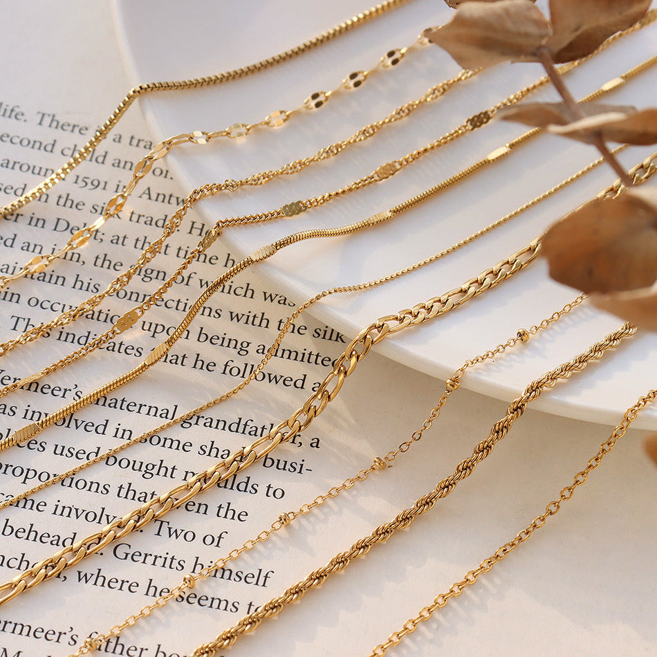 18K Gold Plated Titanium Steel Sweater Chain Necklace