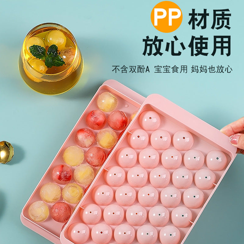 33 Grid Round Ice Cube Tray with Lid Easy Release Mold