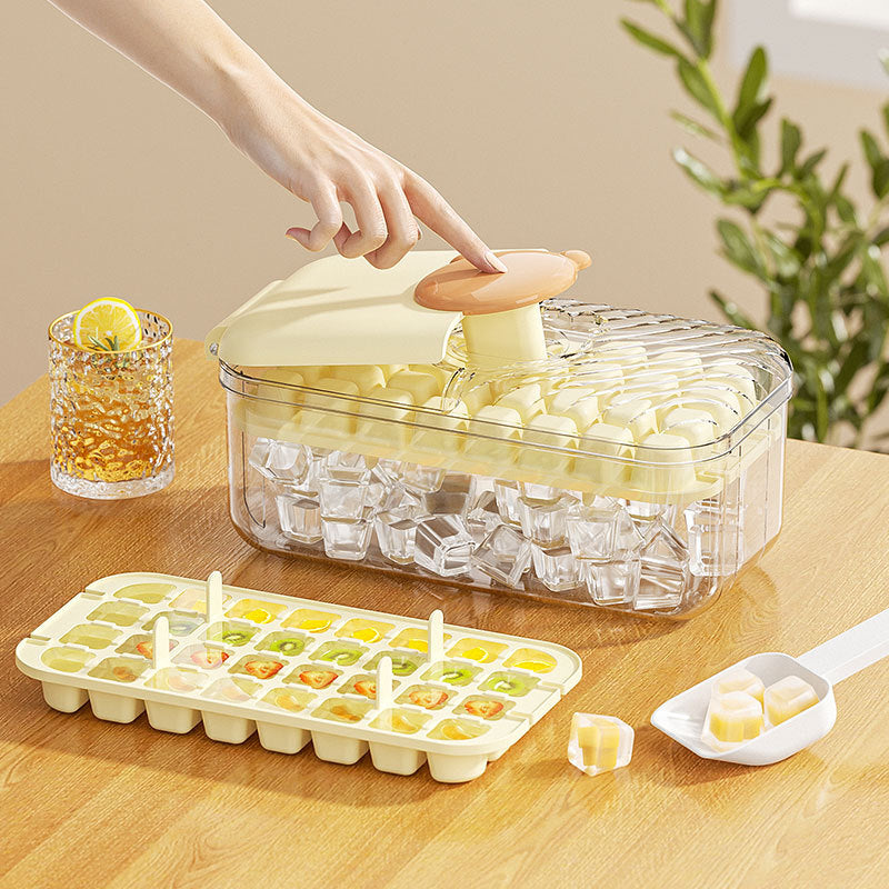 Cream Press Release Ice Cube Tray with Storage Box Easy Demoulding Mold