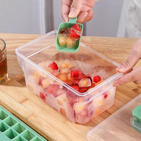 Green Food Grade Press Ice Cube Tray High Capacity Refrigerator Mold