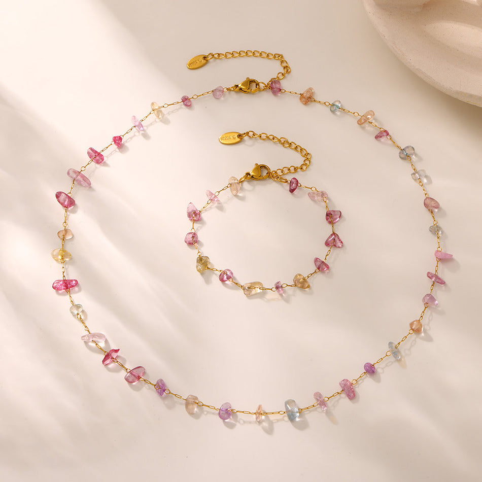 Amethyst Crystal Necklace and Bracelet Jewelry