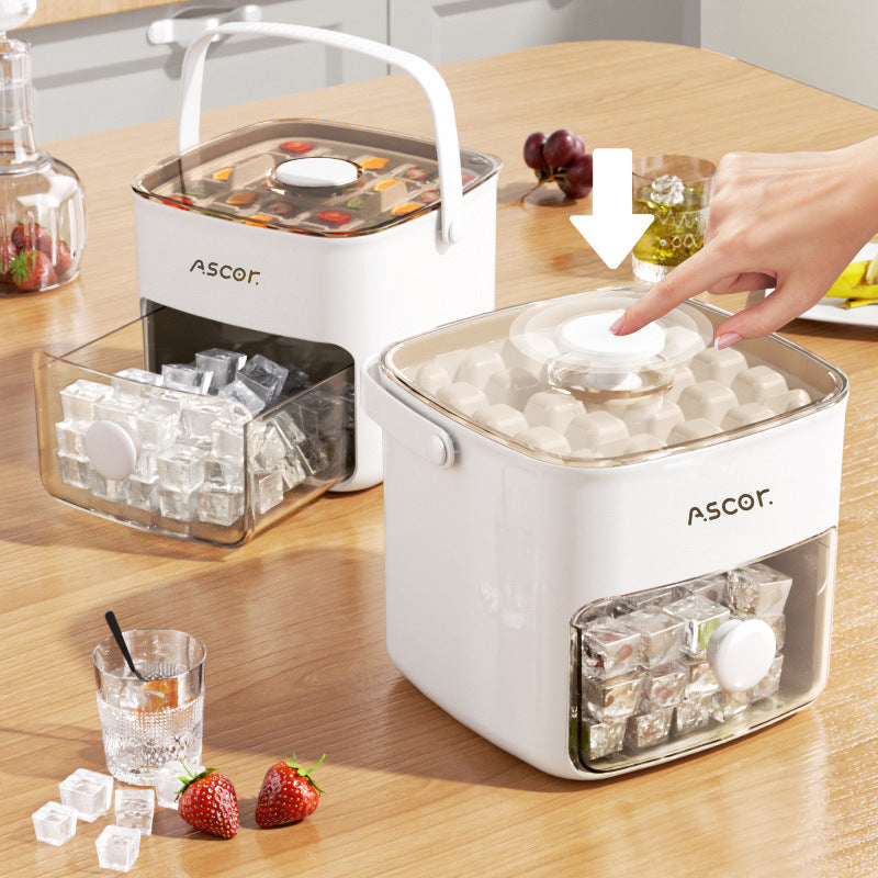White Large Capacity Press Ice Cube Tray with Food Grade Storage Box