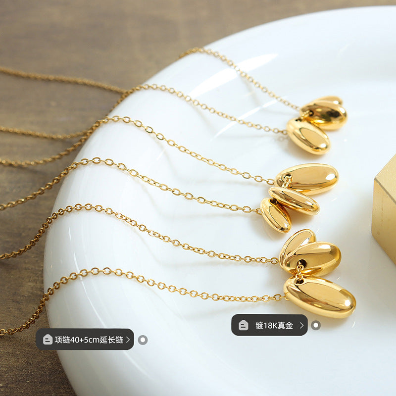 Minimalist Golden Bean Pendant Clavicle Necklace
