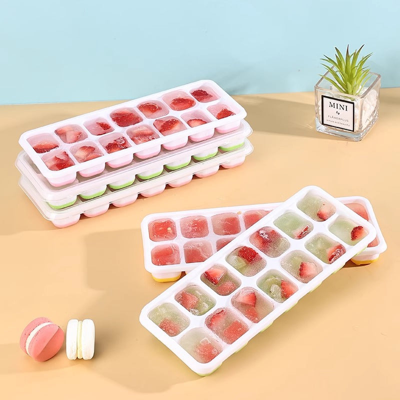 Food Grade Silicone Ice Cube Tray with Easy Release Storage Box
