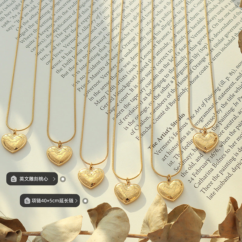 Wavy Heart Pendant Stainless Steel Clavicle Necklace