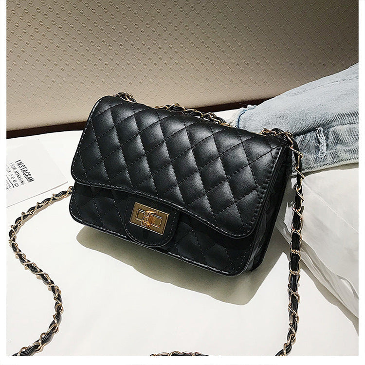 Quilted Small Square Chain Crossbody Lock Bag