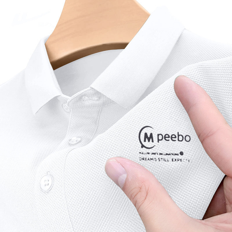 Men's Heavyweight Letter Print Short Sleeve Casual Polo T-Shirt