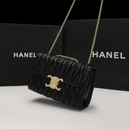 Black Textured Mini PU Crossbody Small Square Chain Bag