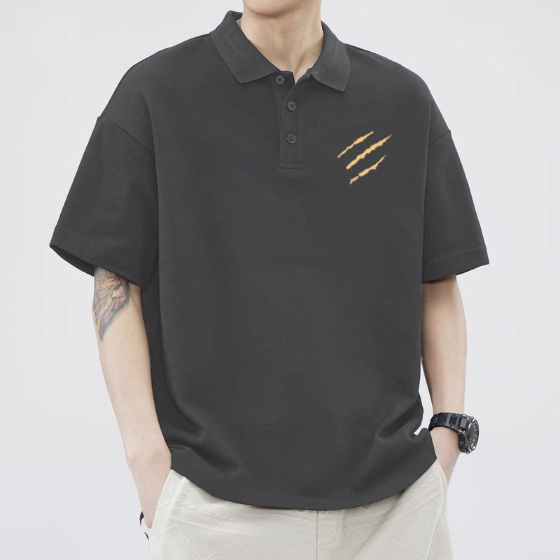 Men's Geometric Print Slim Fit Short Sleeve Polo T-Shirt Summer