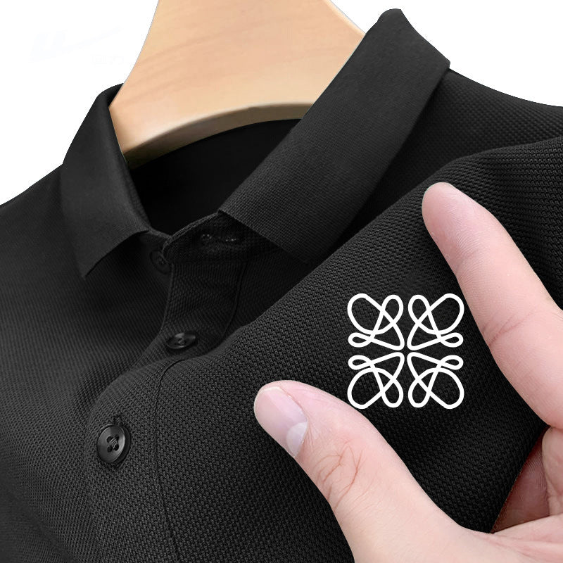 Men's American Style Geometric Print Short Sleeve Polo T-Shirt