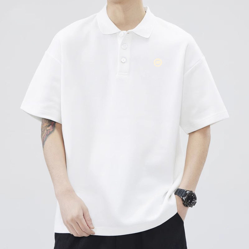 Men's American Style Cartoon Print Short Sleeve Polo T-Shirt
