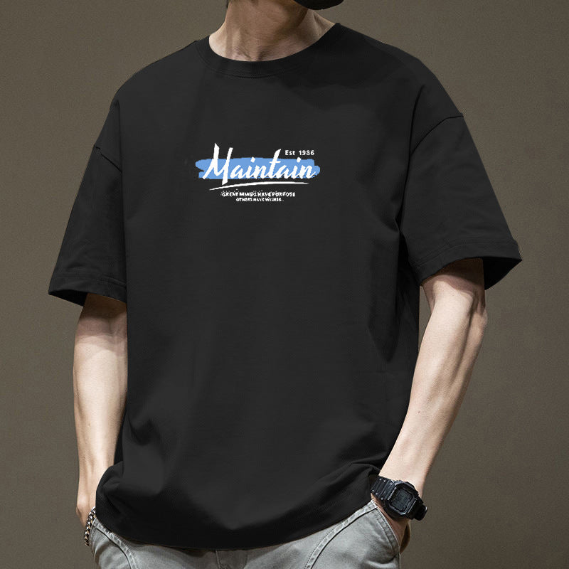 Men's American Retro Pure Cotton Loose Fit Short Sleeve T-Shirt