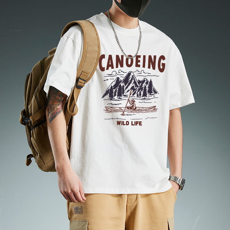 Men's Pure Cotton Loose Fit Cartoon Print Short Sleeve T-Shirt