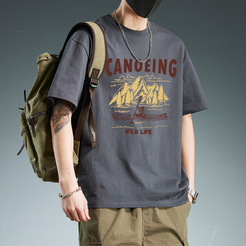 Men's Pure Cotton Loose Fit Cartoon Print Short Sleeve T-Shirt