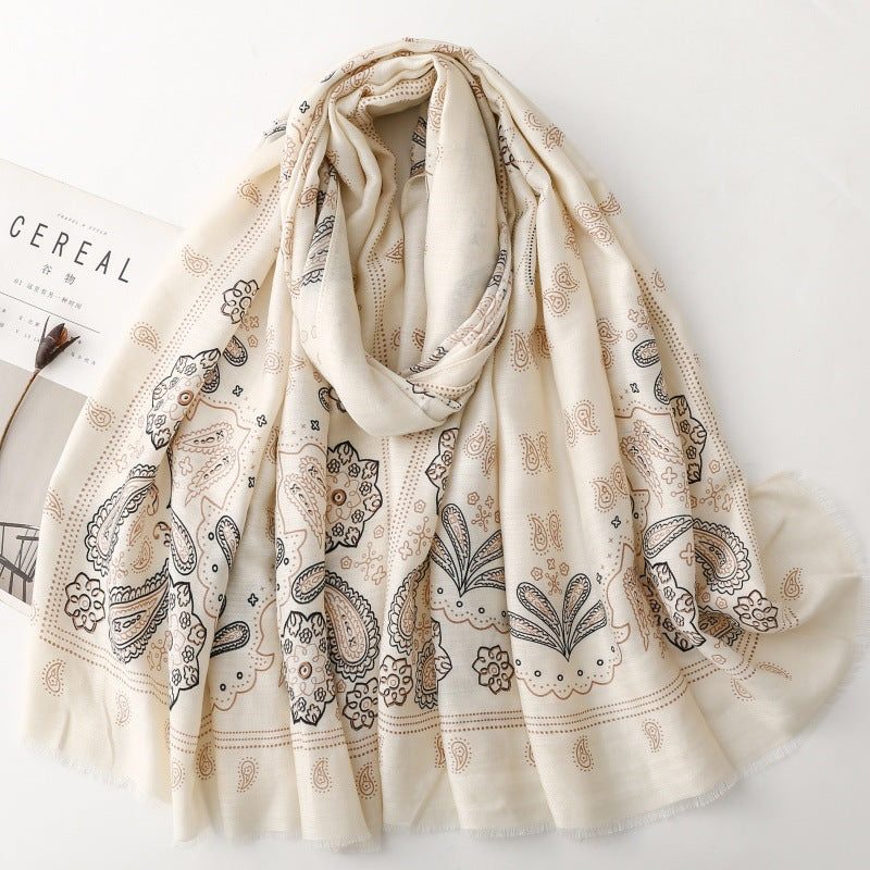 Women's Vintage Paisley Silk Feel Satin Scarf Shawl Wrap
