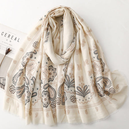 Women's Vintage Paisley Silk Feel Satin Scarf Shawl Wrap