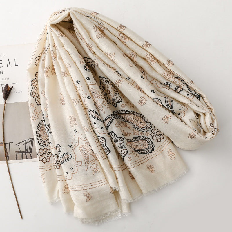 Women's Vintage Paisley Silk Feel Satin Scarf Shawl Wrap