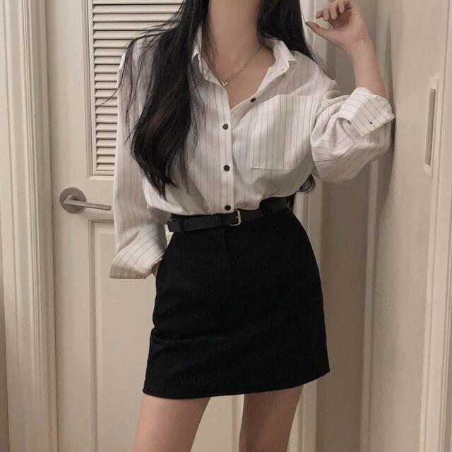 Women's Retro Striped Loose Lapel Shirt Long Sleeve Casual Top