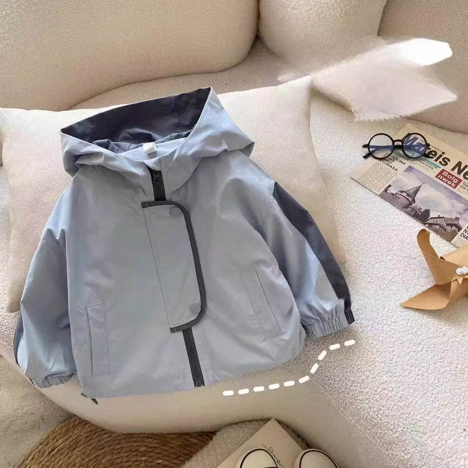 Boys Hooded Spring Windbreaker Jacket Korean Style Coat