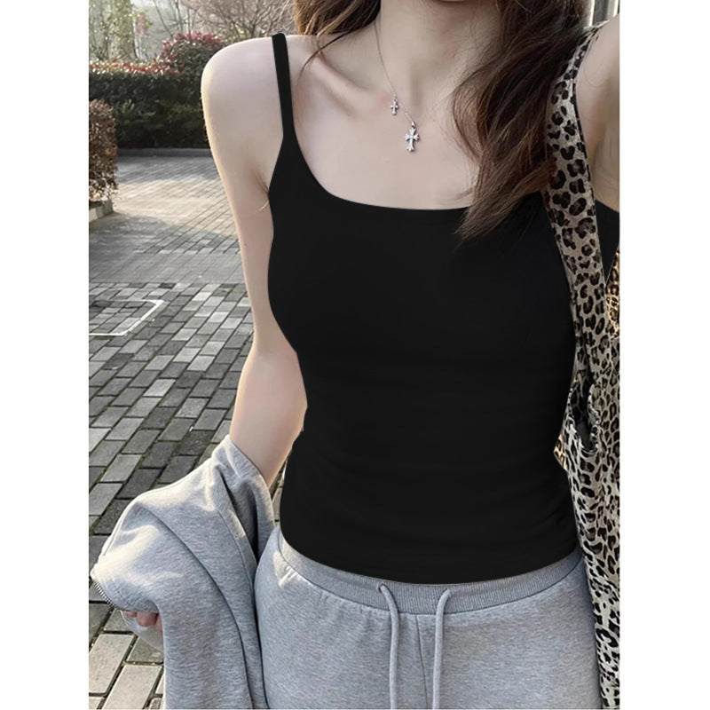 Women's Slim Fit Camisole Vest with Built-In Chest Pads