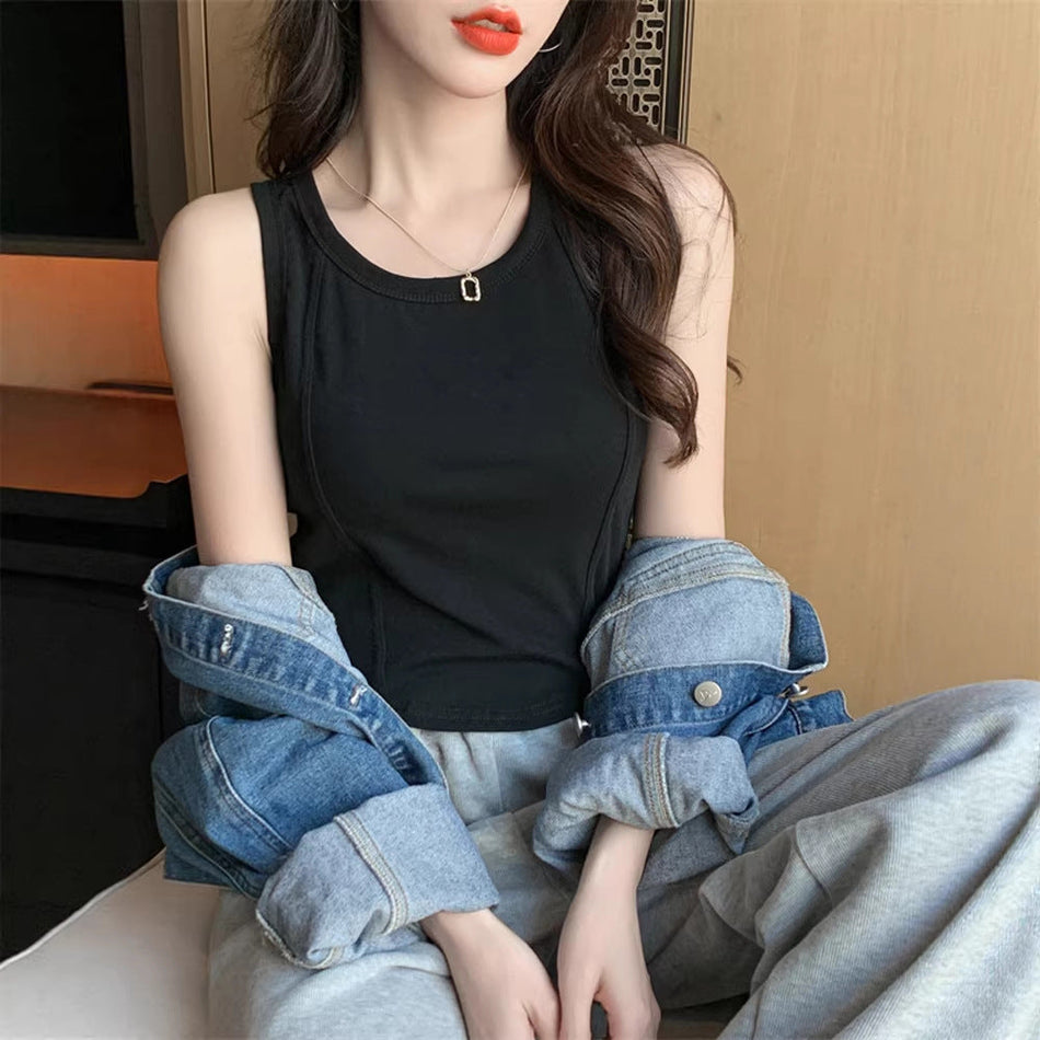 Women's Slim Fit U-Neck Sleeveless Cotton Tank Top