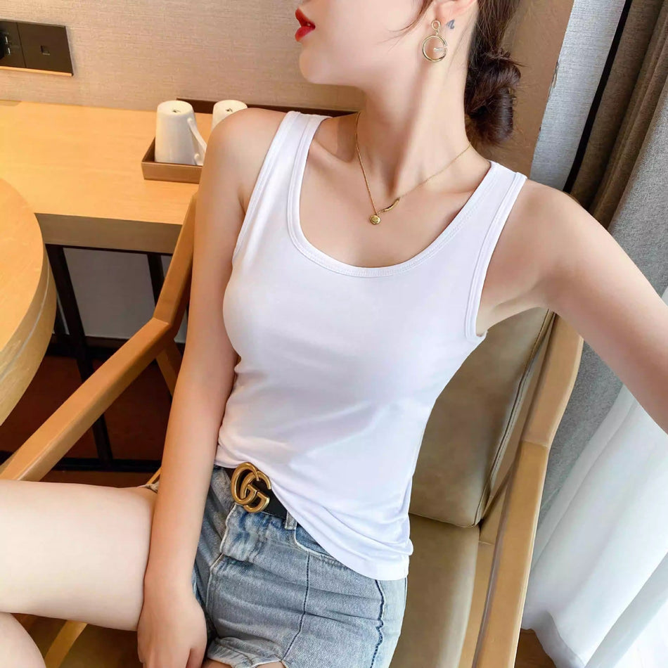 Women's Modal Ribbed Slim Fit Camisole Sleeveless Top