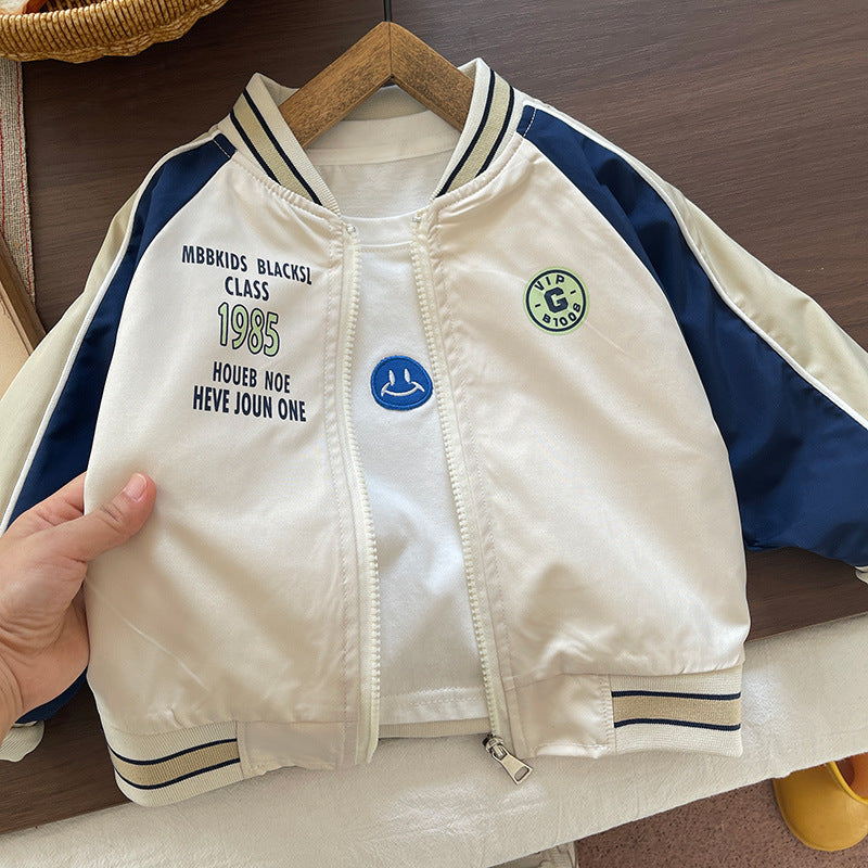 White girls hooded windbreaker jacket for spring and autumn with zip closure