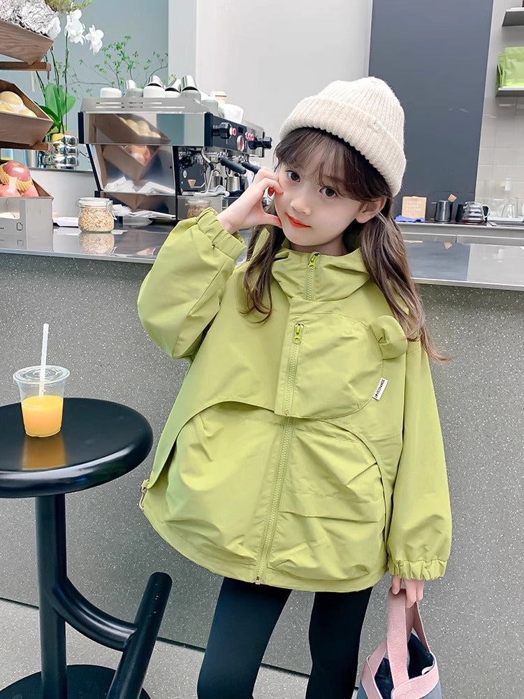 Girls Hooded Sports Jacket Korean Style Spring Coat