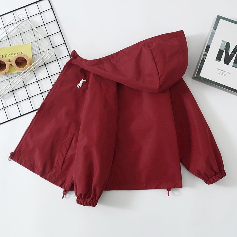 Kids Hooded Windbreaker Jacket Spring Stylish Zip Coat