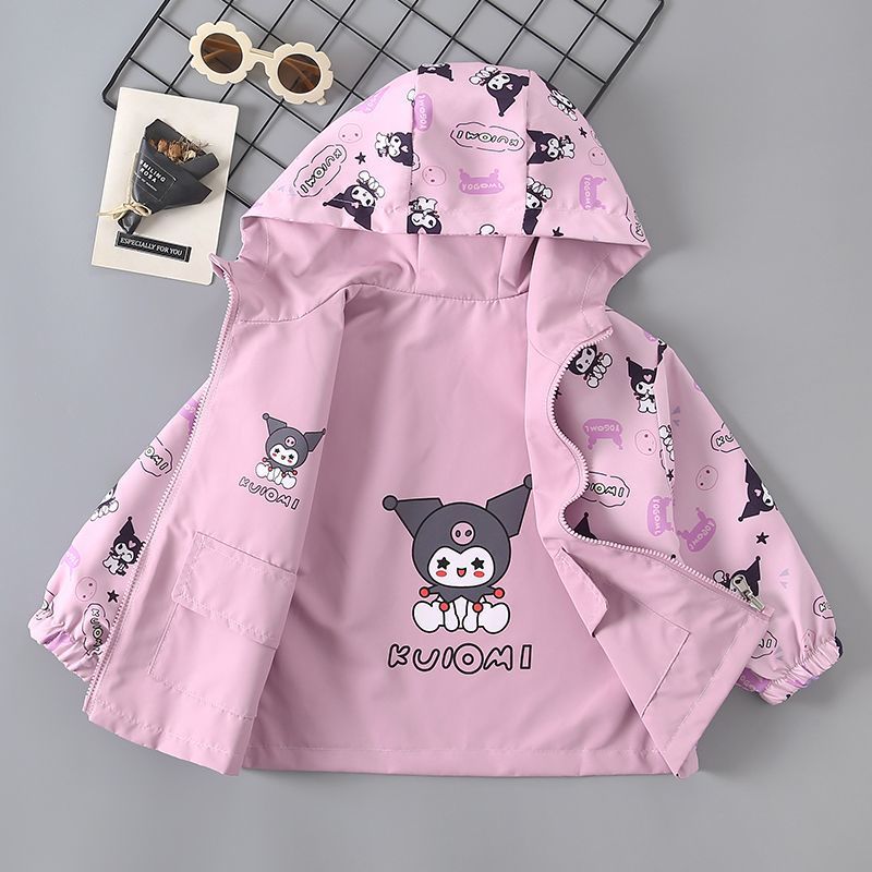 Girls Reversible Hooded Jacket Spring Trendy Windbreaker Coat