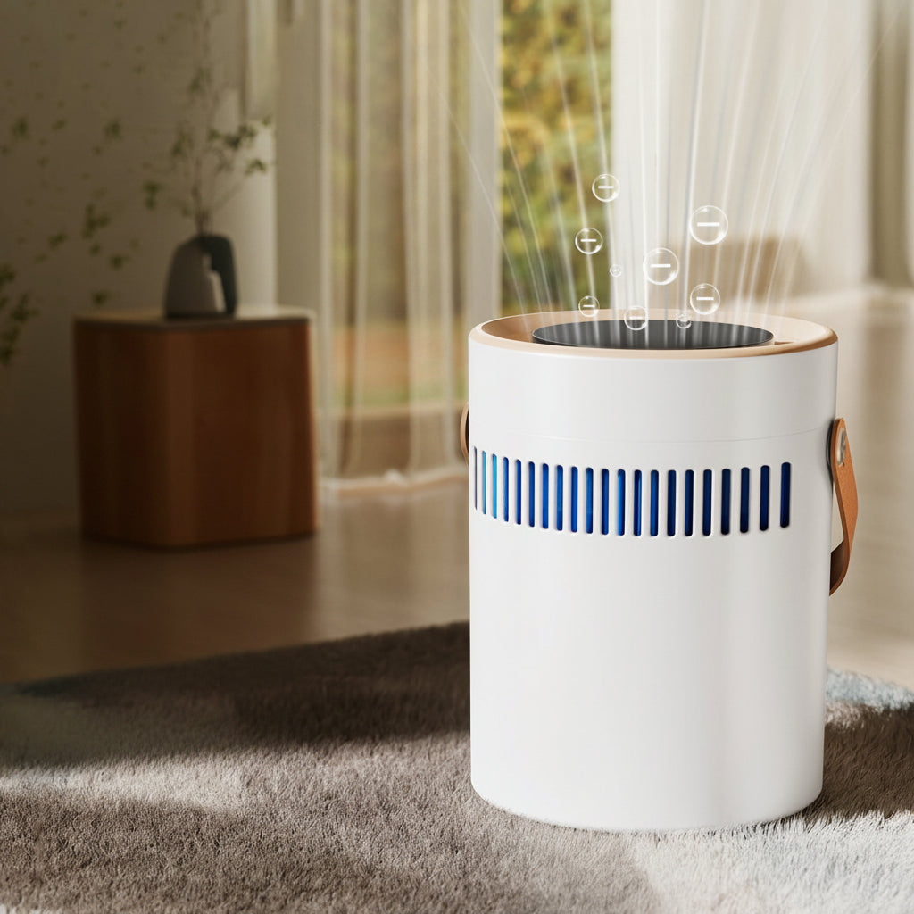 Beige Fog-Free 6L Negative Ion Humidifier USB AC 3-Mist Outlet K20
