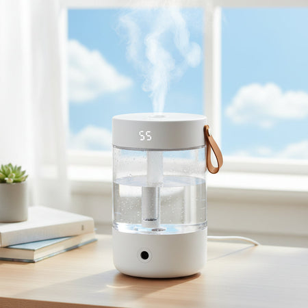 White 2L USB Dual Spray Humidifier with Night Light Display K15s