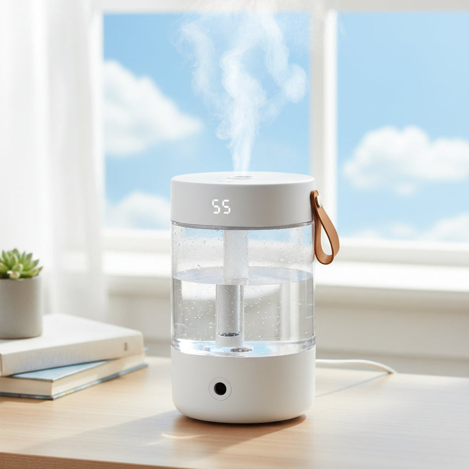 White 2L USB Dual Spray Humidifier with Night Light Display K15s