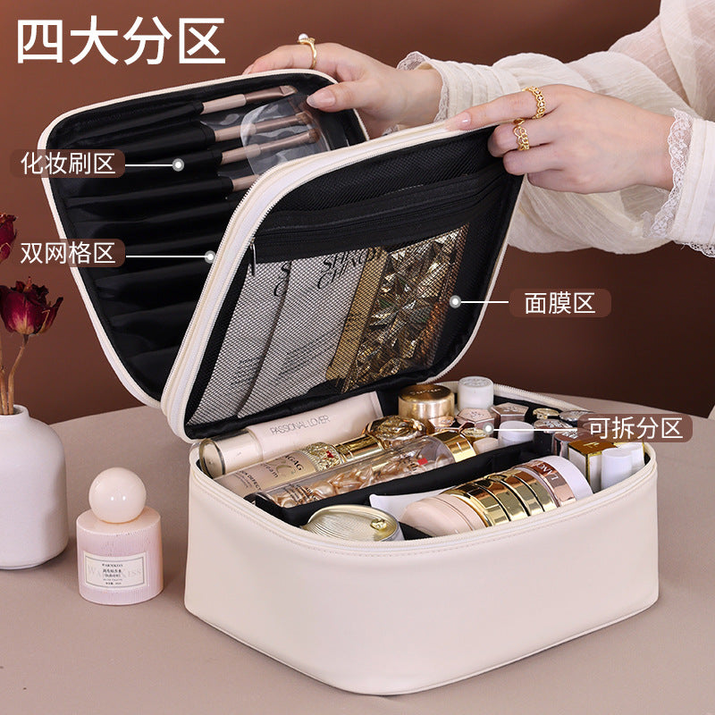 Double Layer Large Capacity PU Cosmetic Travel Storage Bag 8084