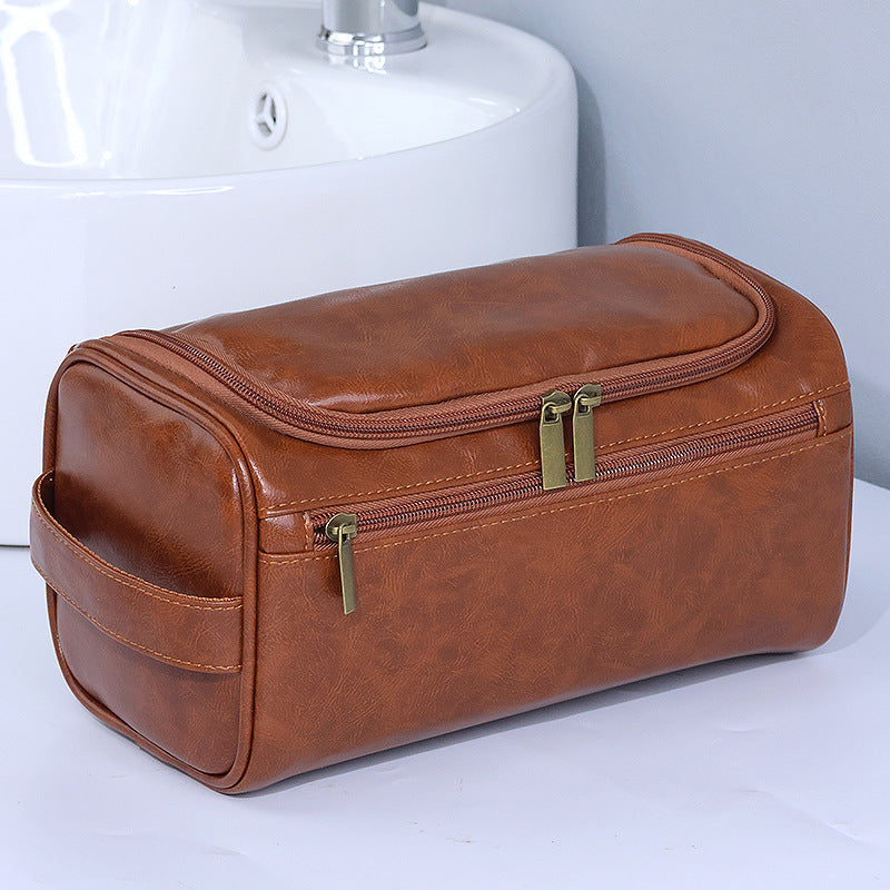 European Retro PU Satchel Cosmetic Bag Large Capacity 4013