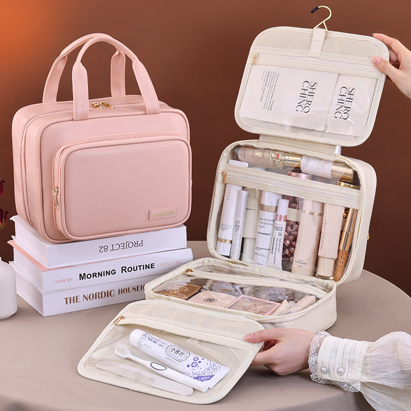 White Multi-Layer Hanging PU Cosmetic Bag Travel Organizer 8081