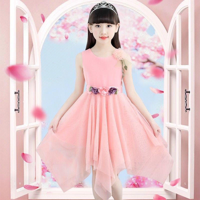 Girls Korean Irregular Princess Dress Gauze Summer Outfit