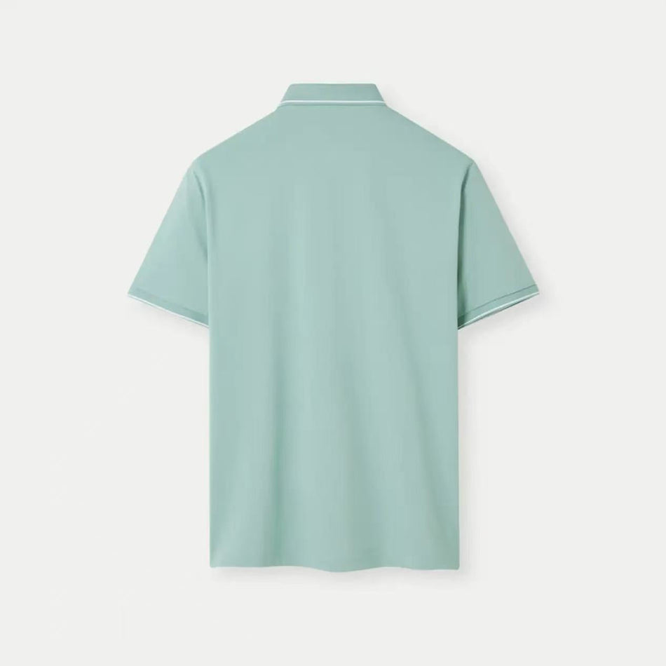 Men’s Mulberry Silk Lapel Polo Shirt Solid Color Summer Top