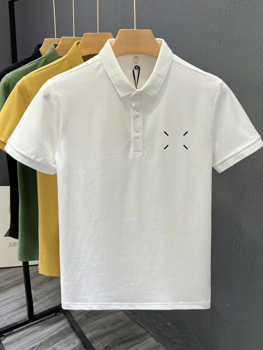 Men’s Slim Fit Cotton Printed Lapel Polo Shirt Summer Top