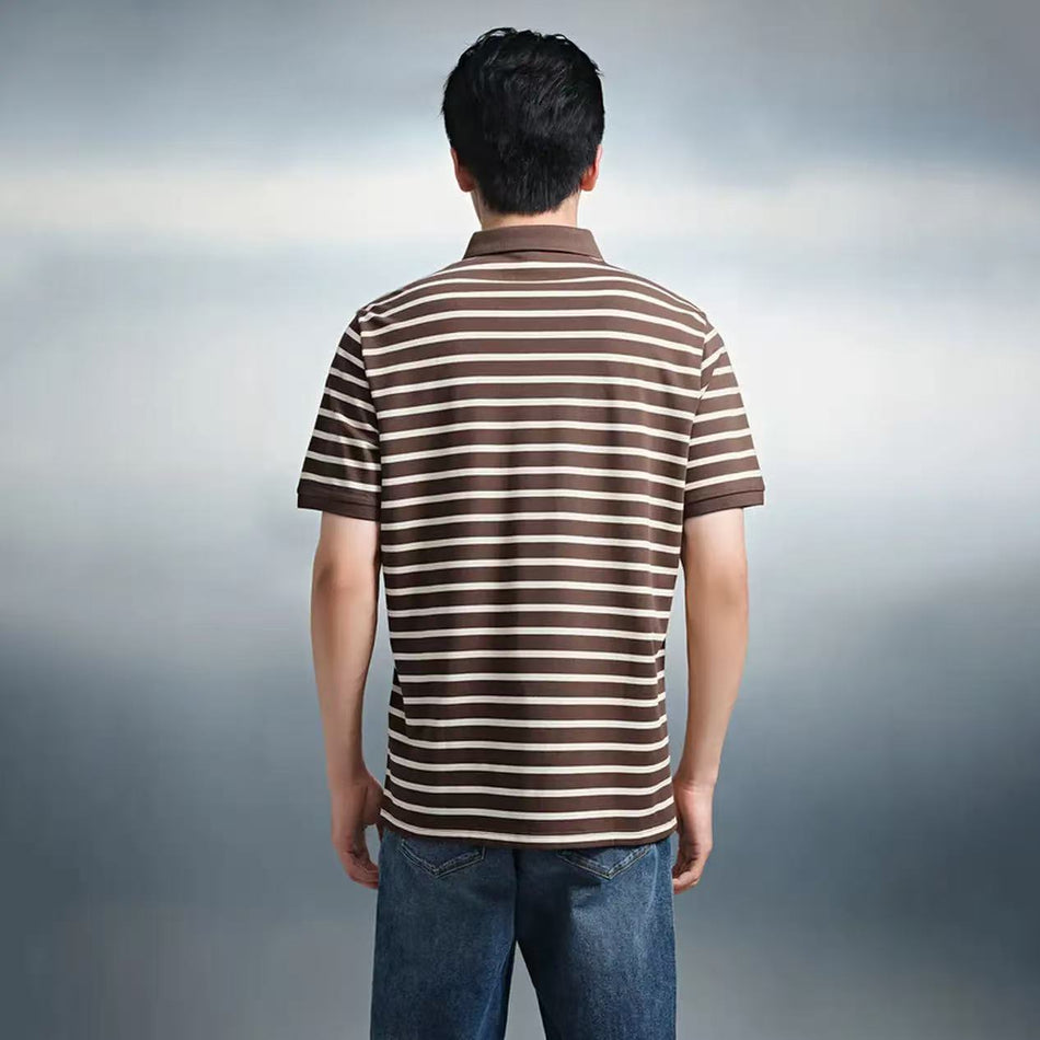 Men’s Striped Slim Fit Cotton Blend Polo Shirt Summer Top