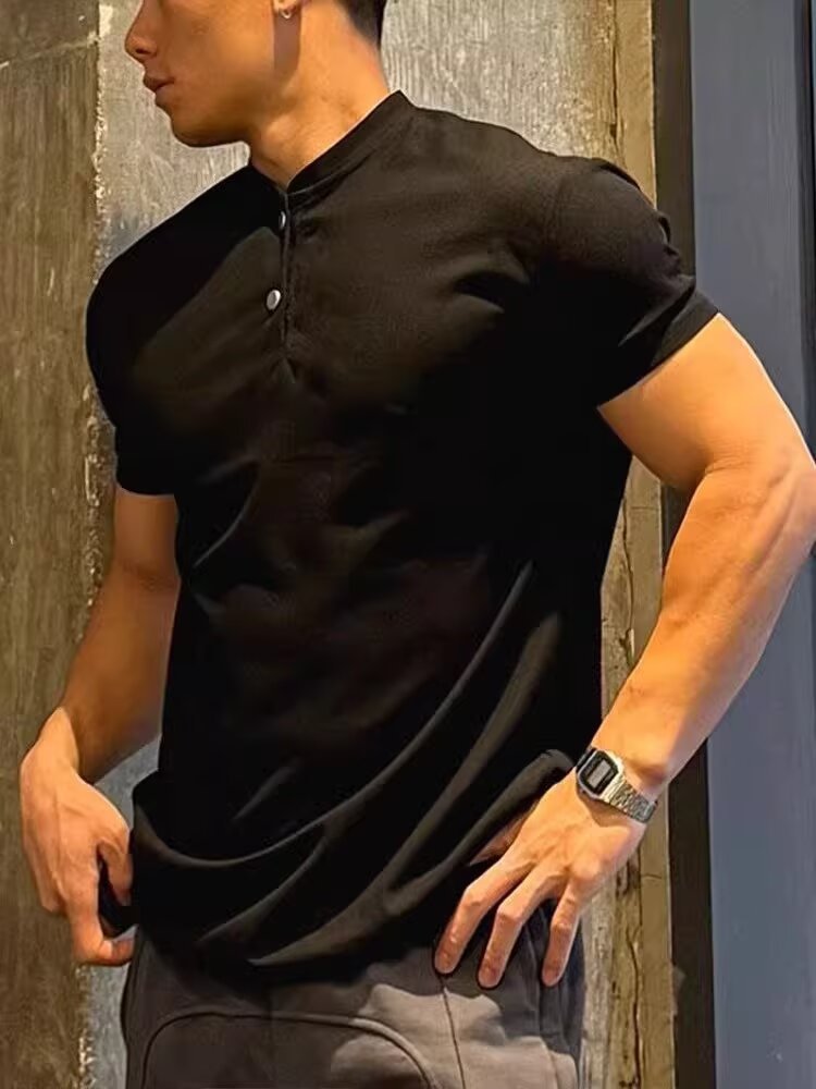 Men's Waffle Cotton Slim Fit Polo Shirt Summer Sports T-Shirt
