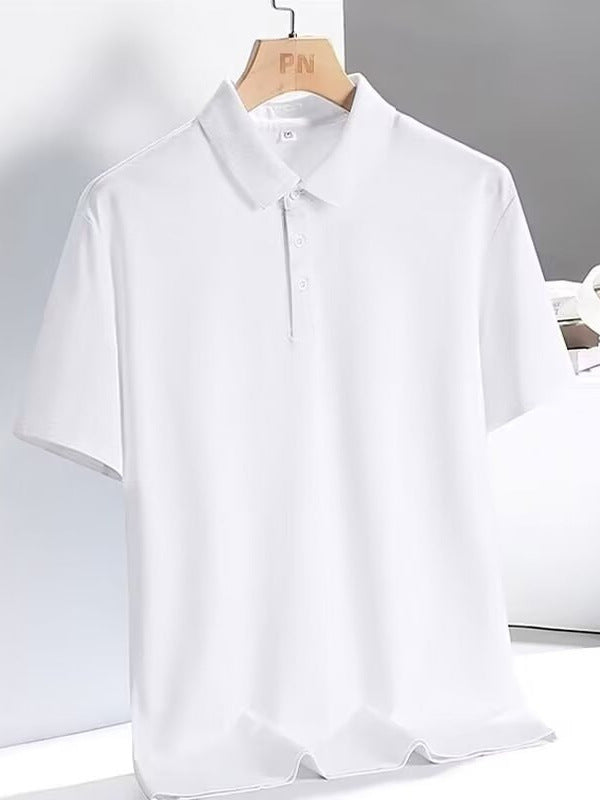 Men's Summer Thin Polo Shirt Turn Down Collar Casual Slim Fit