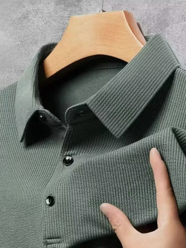 Black Men's Plus-Size Ice Silk Short-Sleeve Loungewear Suit